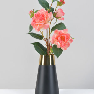 Black & Gold Stainless Steel Vase