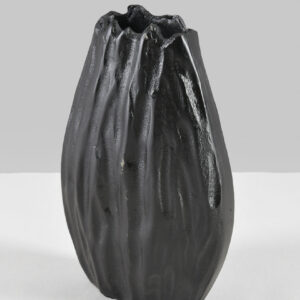 6.75in Tall Black Aluminum Bark Look Vase