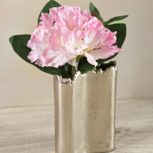 6in Tall Aluminum Elongated Silver Tone Vase