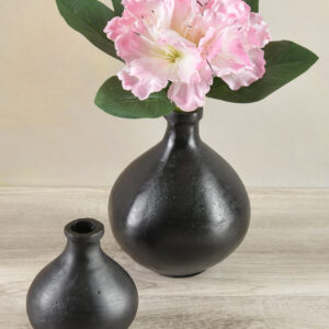 6in Tall Black Aluminum Rustic Gourd Vase