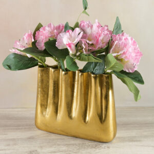 8.25in Tall Gold Aluminum Wave Vase