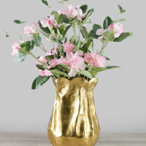 14.5in Tall Aluminum Scalloped Brushed Gold Vase