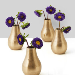 4in Tall Gold Aluminum Bud Vase Set of 4