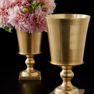 Gold Pedestal Aluminum Urns