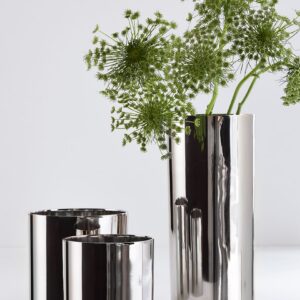 Nickel Plated Aluminum Cylinder Vase