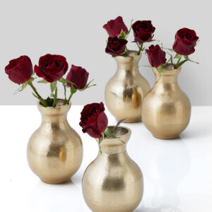 4.5in Tall Classic Gold Aluminum Bud Vase Set of 4