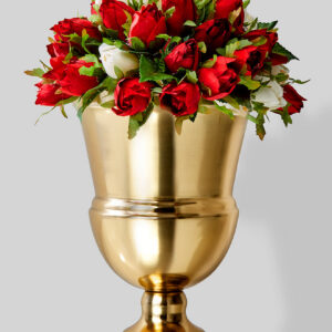 10.25in Tall Gold Urn Steel Vase