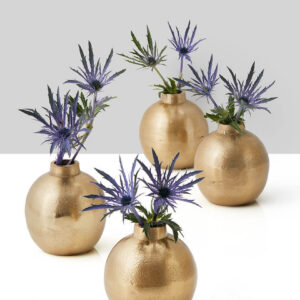 3.5in Tall Gold Ball Bud Aluminum Vase Set of 4